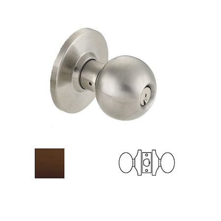 Cal-Royal BA Design Passage Knob Lock, 2-3/8 Backset, ASA Strike, US10B Dark Bronze BA30-10B-2-3/8